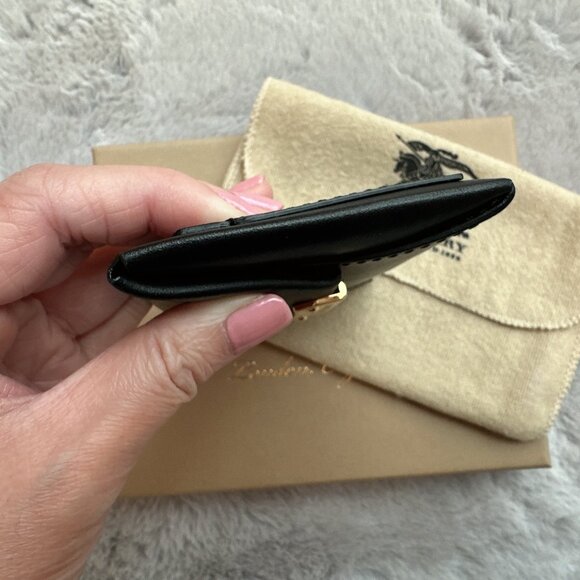 Authentic Burberry Black Smooth Leather Claxton Coin Case - Picture 7 of 12